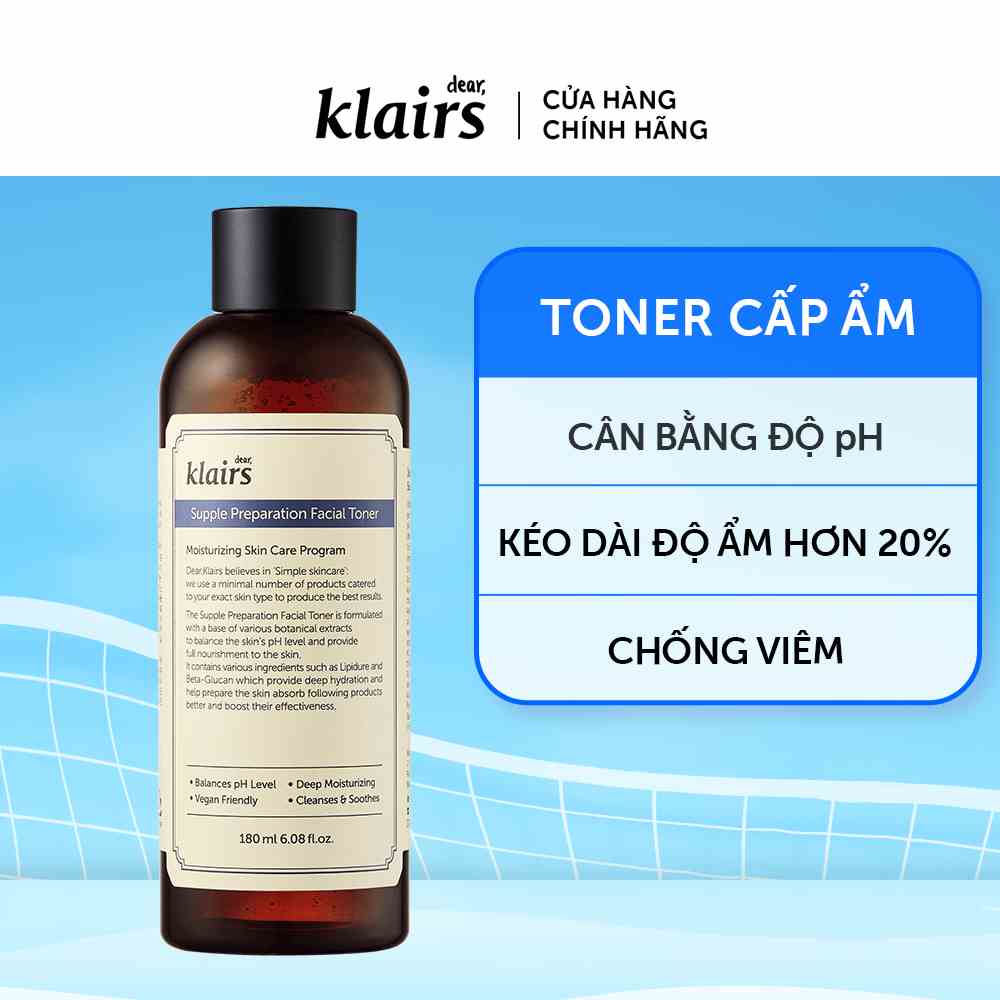 Nước hoa hồng Dear, Klairs Supple Preparation Facial Toner 180ml