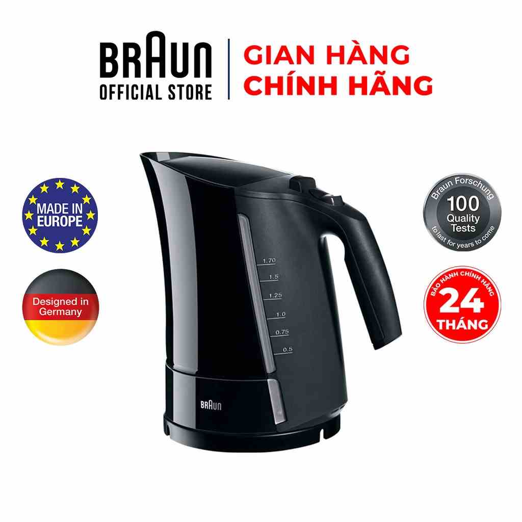 Ấm Siêu Tốc Braun WK300ONYX, Sản xuất 100% tại Châu Âu. Công suất 2200w, đun siêu tốc chỉ 45 giây, dung tích 1.7l