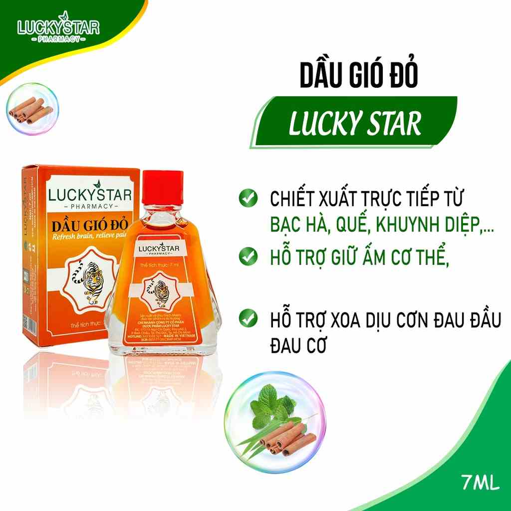 [Mã BMLTA35 giảm đến 35K đơn 99K] Dầu Gió Đỏ Mẹ và Bé Lucky Star 7ml