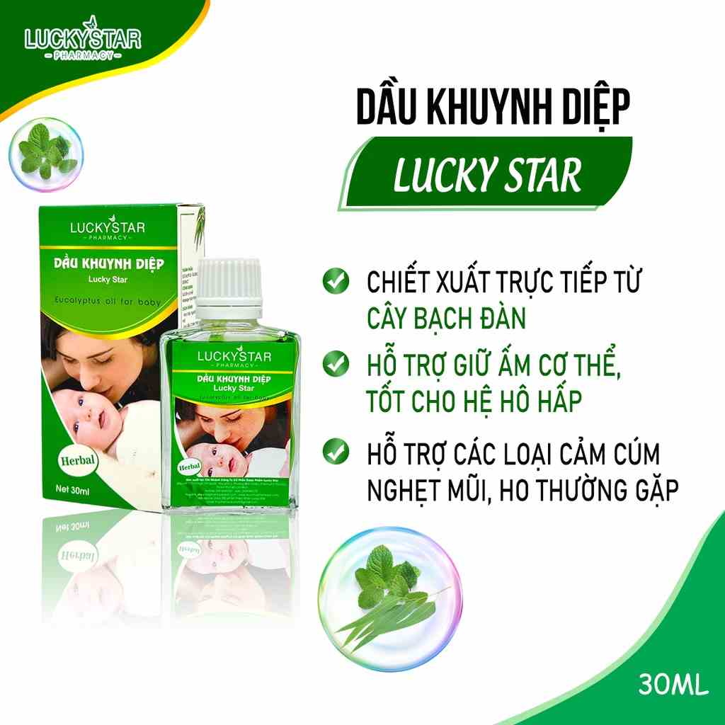 [Mã BMLTA35 giảm đến 35K đơn 99K] Dầu Khuynh Diệp Mẹ và Bé Lucky Star 30ml