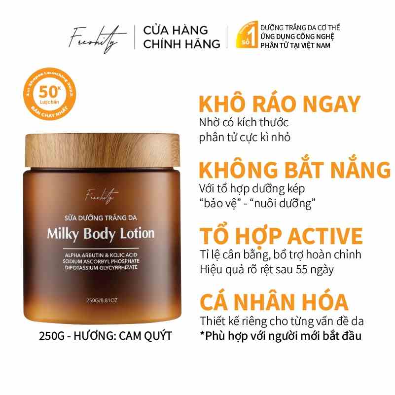 Sữa dưỡng trắng da milky body lotion Freshity 250g