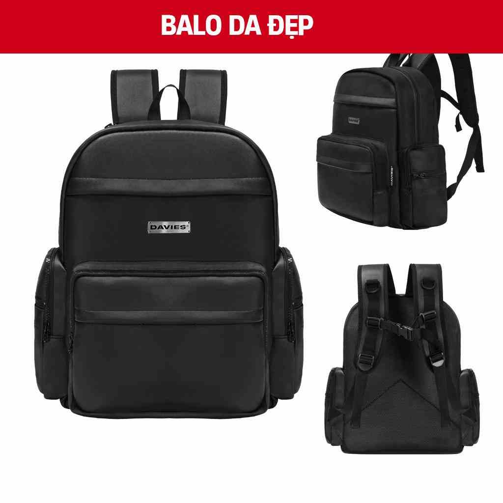 Balo đi học nam nữ da màu đen Base Backpack local brand Davies | D-P49