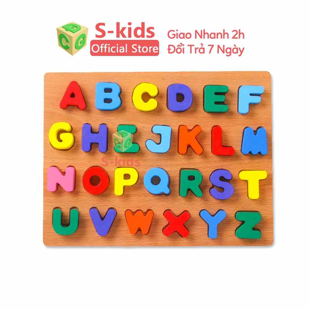 Đồ Chơi Giáo Dục S-Kids, Bảng chữ cái Tiếng Anh bằng gỗ cho bé 20x30cm.