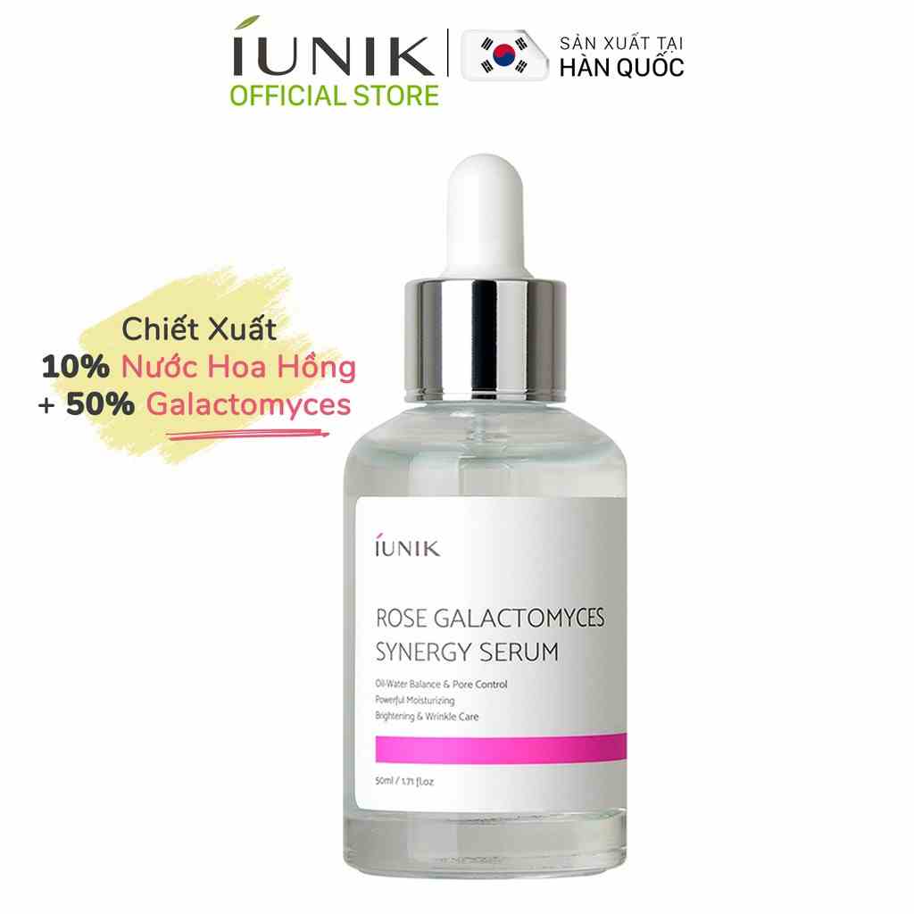 Tinh chất dưỡng sáng da và se khít lỗ chân lông IUNIK Rose Galactomyces Synergy Serum 50ml