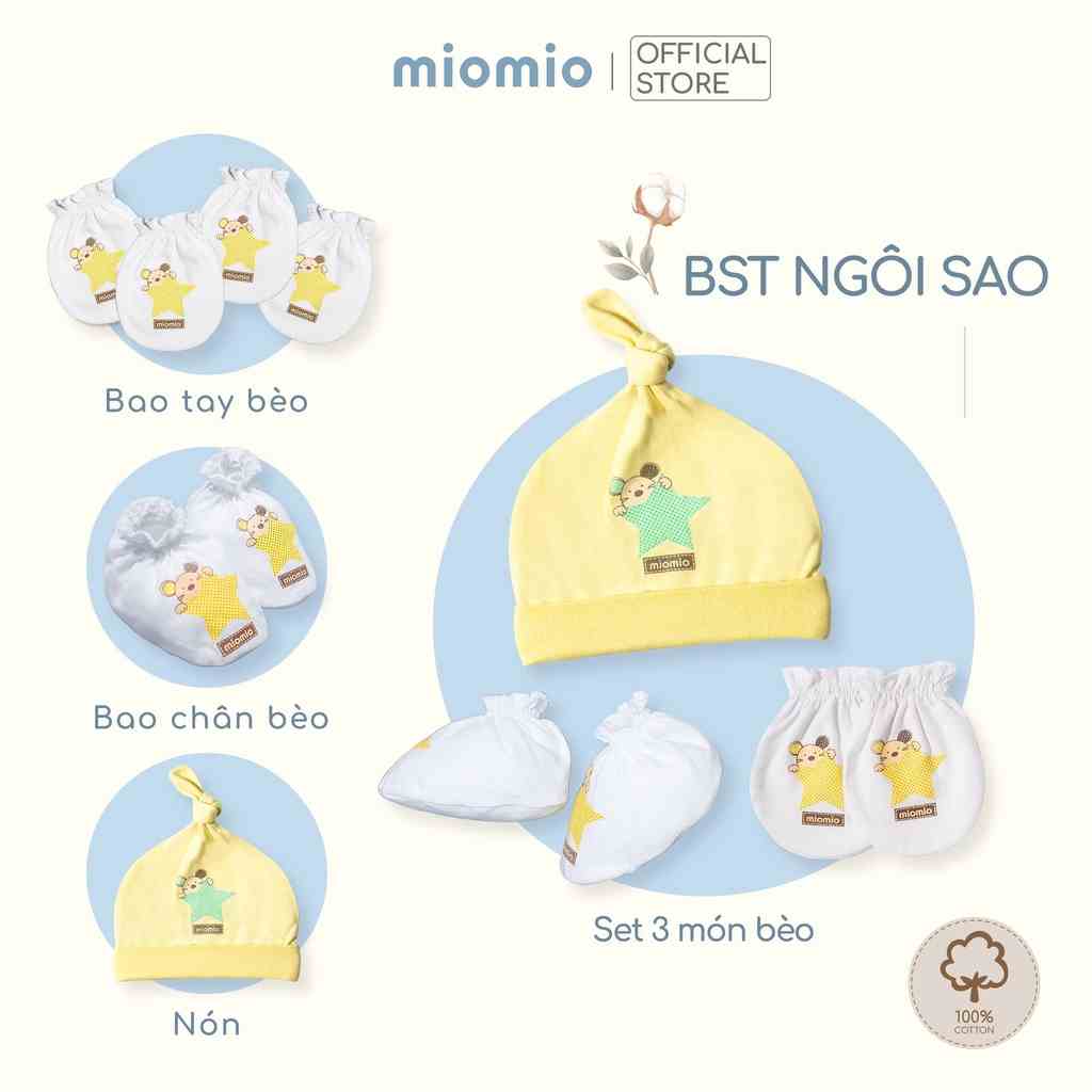 Bao Tay Sơ Sinh Bèo, Bao Chân Bèo, Nón Sơ Sinh MIOMIO - In Hình Cho Bé Trai, Bé Gái, Vải Cotton