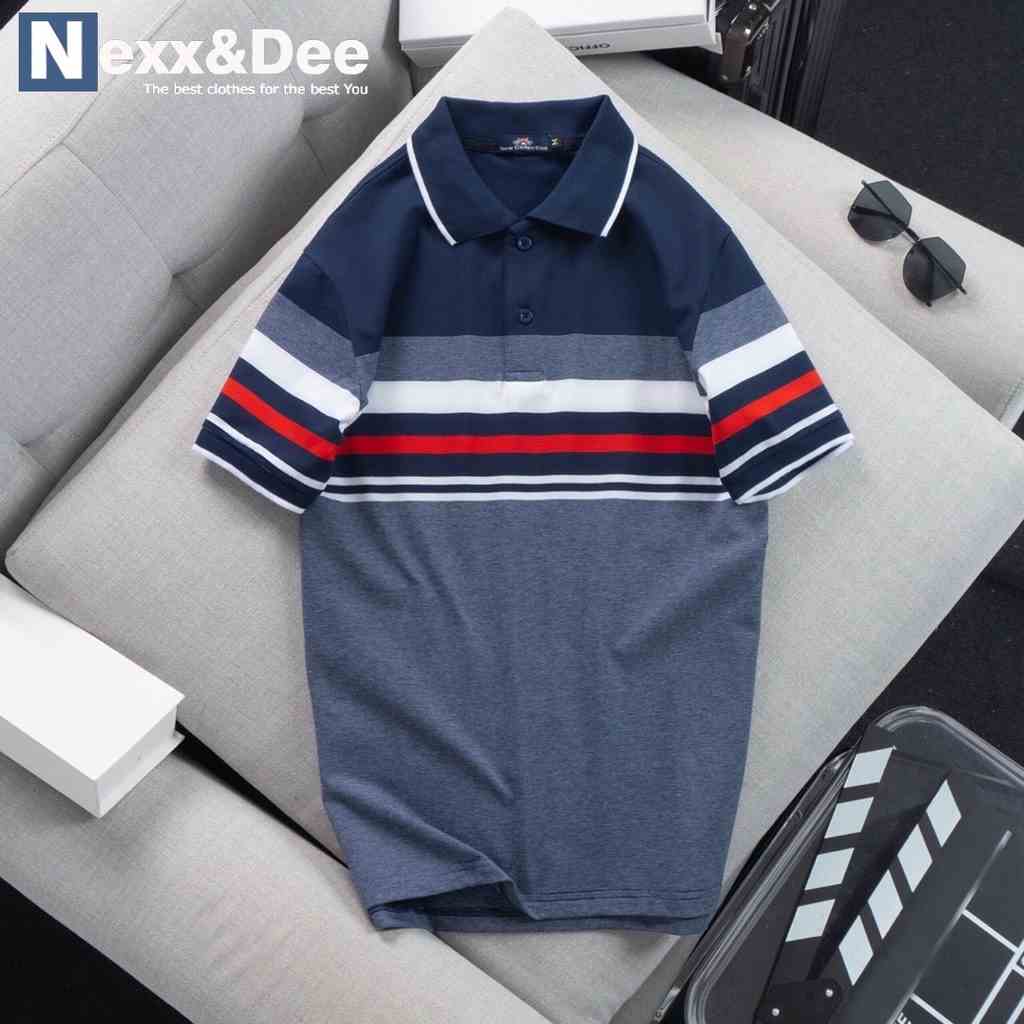 Áo thun POLO nam trung niên sọc ngang Nexx&Dee có cổ bẻ vải cá sấu cao cấp PL28