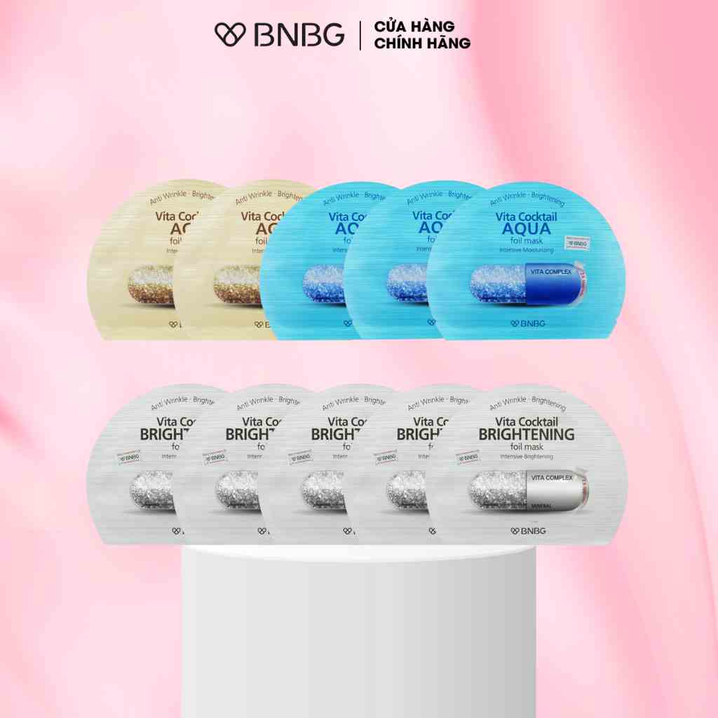 Combo 10 mặt nạ dưỡng da gấp đôi dưỡng chất BNBG Vita Cocktail Foil Mask 30mlx10