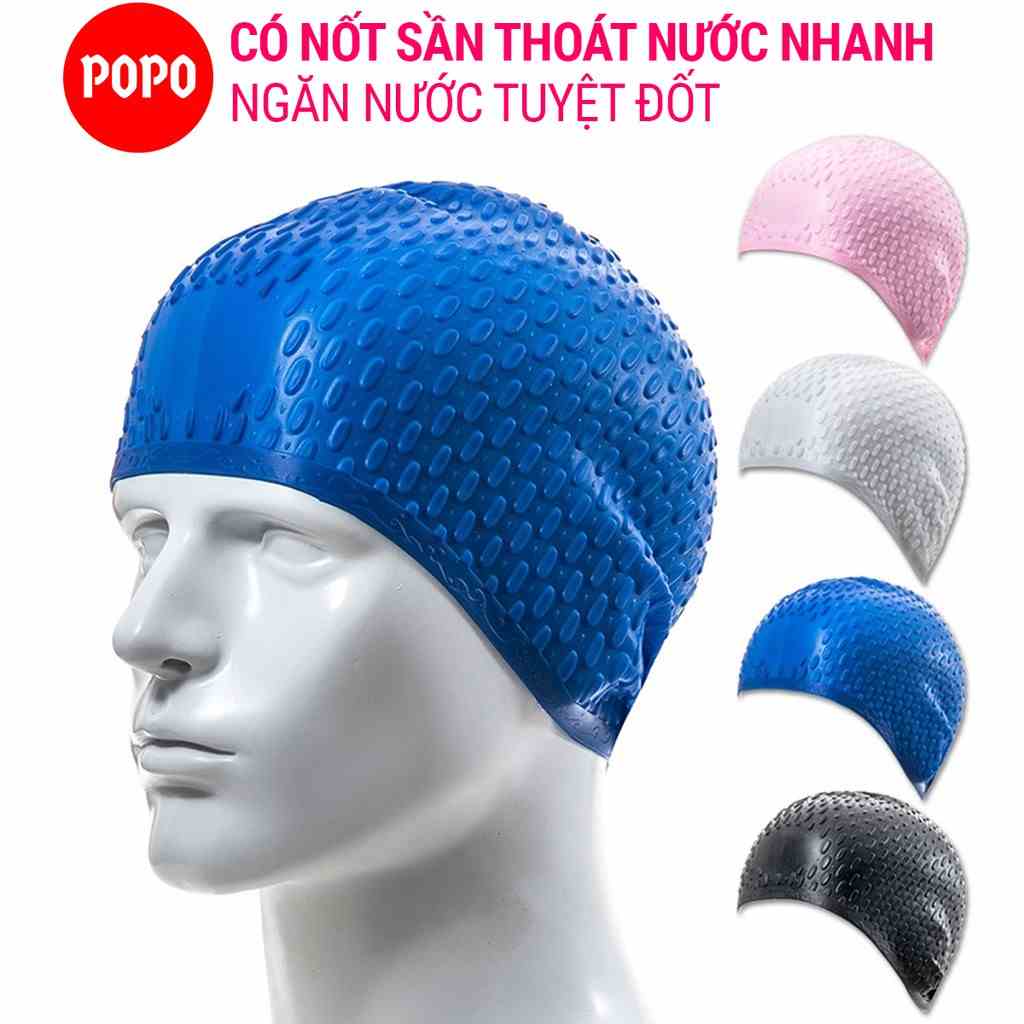 Mũ bơi người lớn CA32 POPO chất liệu Silicone cao cấp ngăn nước tuyệt đối