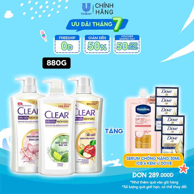 Dầu gộii đầu clear sạch gàu ngứa và vi khuẩn suốt 24 Giờ 630g