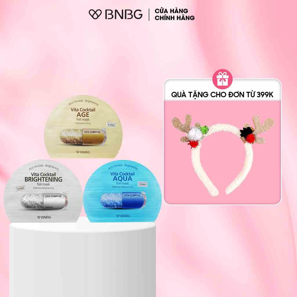 Combo 3 Mặt Nạ Thiếc Gấp Đôi Dưỡng Chất BNBG Vita Cocktail Foil Mask 30mlx3