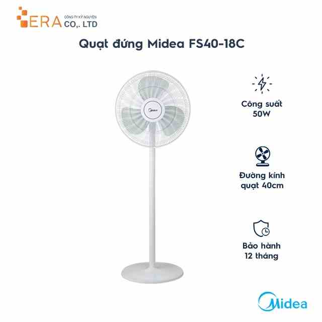 [Mã BMLTA35 giảm đến 35K đơn 99K] Quạt đứng Midea FS40-18C