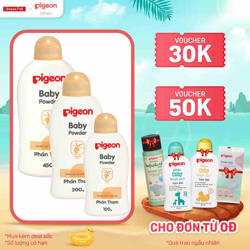 Phấn thơm em bé Pigeon Nắp màu 100g/200g/450g