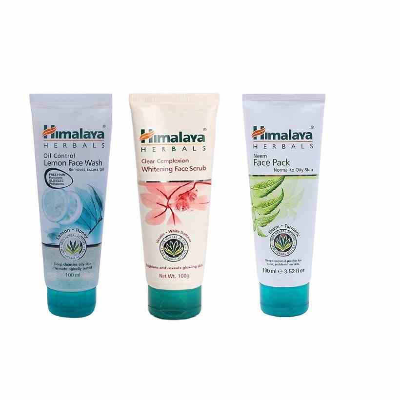 Combo sáng da se khít lỗ chân lông Himalaya Face Wash 100ml + Face Scrub 100ml + Face Pack 100ml