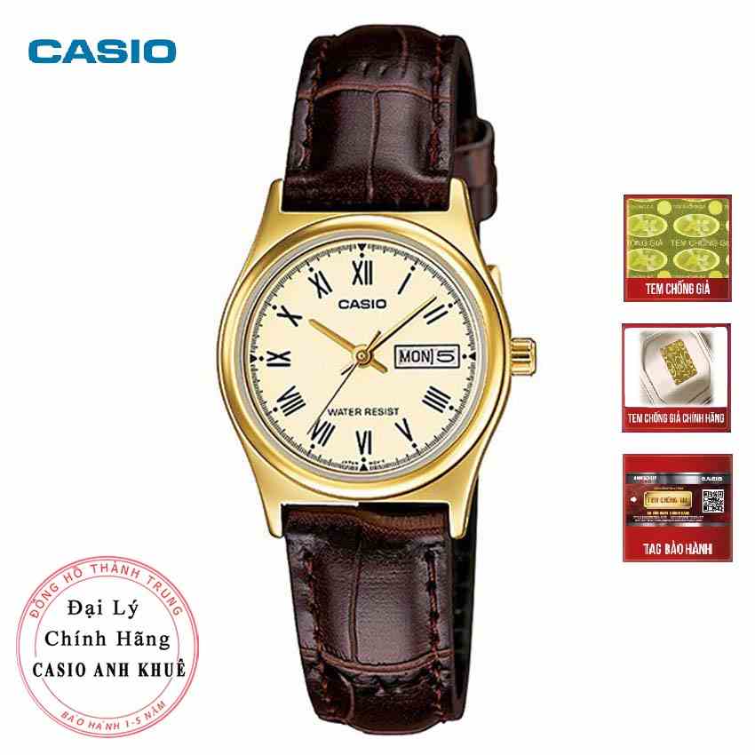 [Mã BMLTB200 giảm đến 100K đơn 499K] Đồng hồ nữ Casio LTP-V006GL-9BUDF dây da