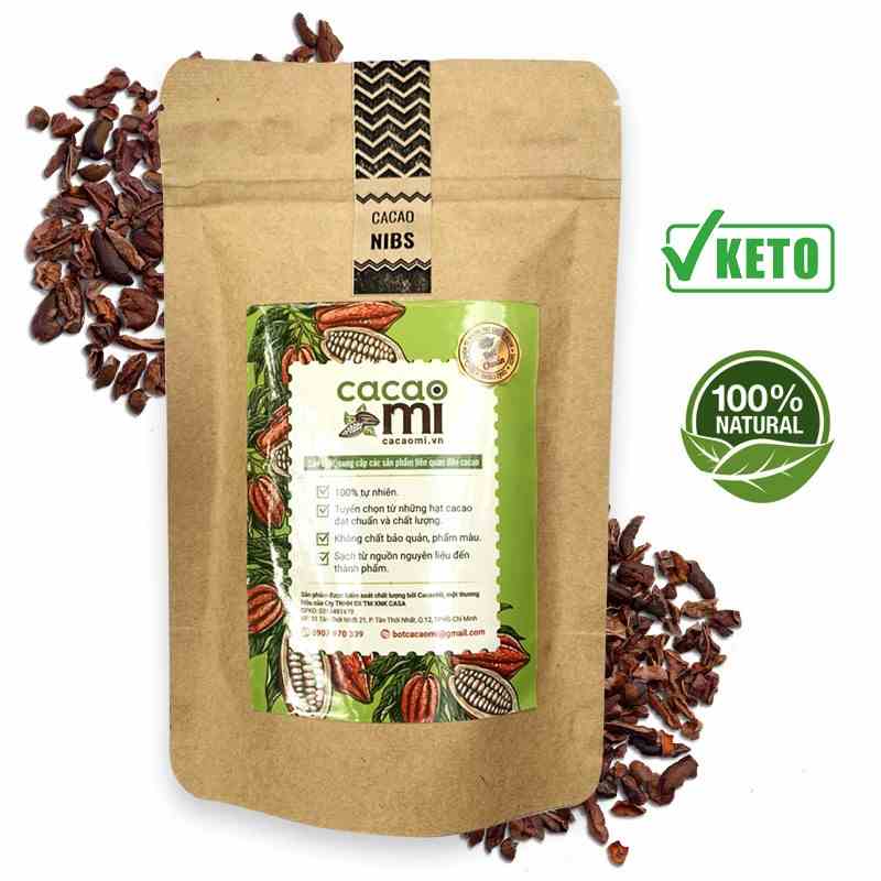 [Mã BMLTA35 giảm đến 35K đơn 99K] Cacao Nibs hạt ca cao ngòi rang CACAOMI chuẩn Keto - 80g