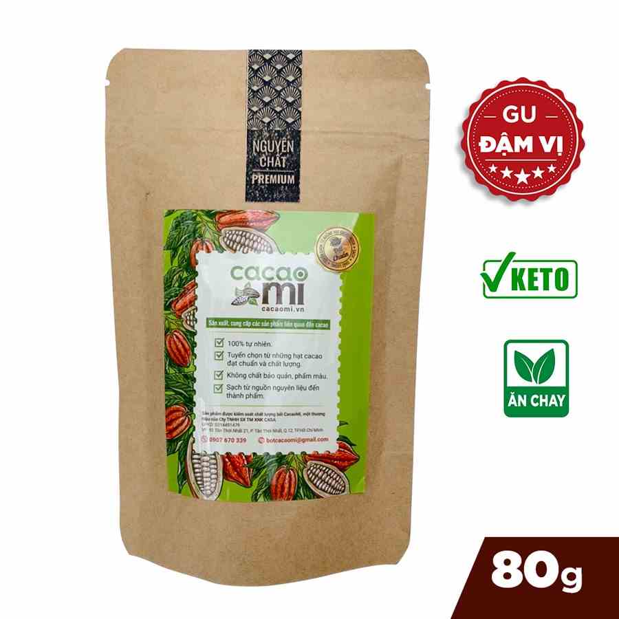 [Mã BMLTA35 giảm đến 35K đơn 99K] Bột ca cao nguyên chất Cacao Mi loại Premium thức uống sô cô la chuẩn Keto - 80g