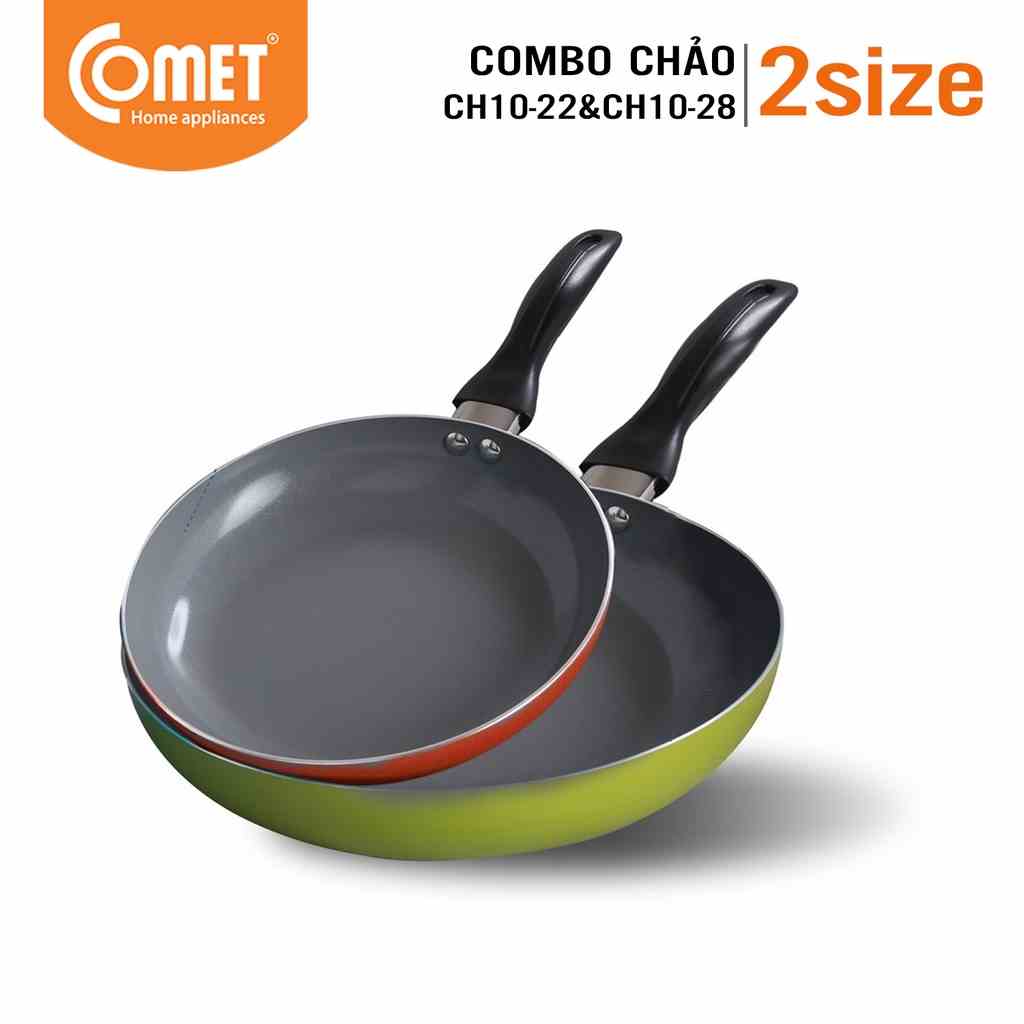 Combo chảo chống dính Ceramic An toàn Comet CH10-22 & CH10-28