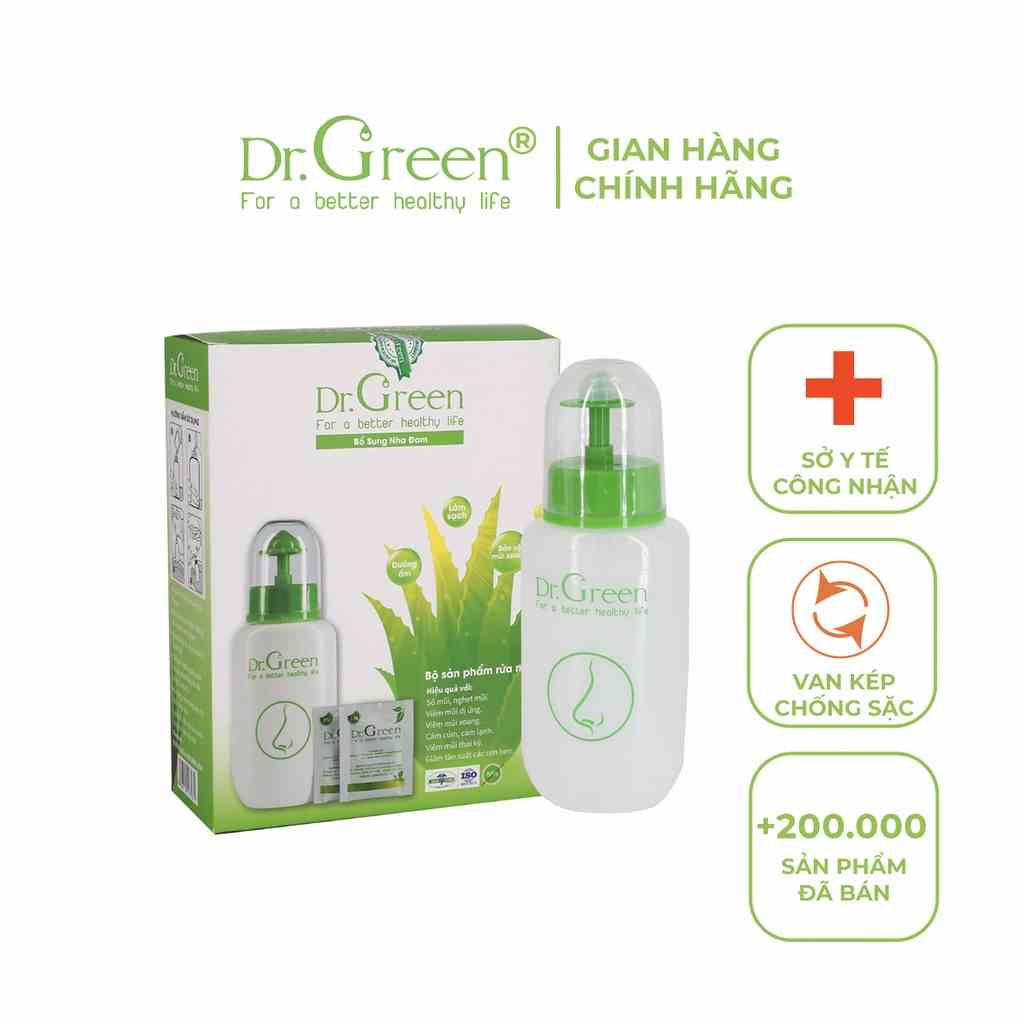 [Mã BMLTA35 giảm đến 35K đơn 99K] Bình Rửa Mũi Dr.Green ( Combo Dùng Thử 1 Bình + 30 Gói Muối )