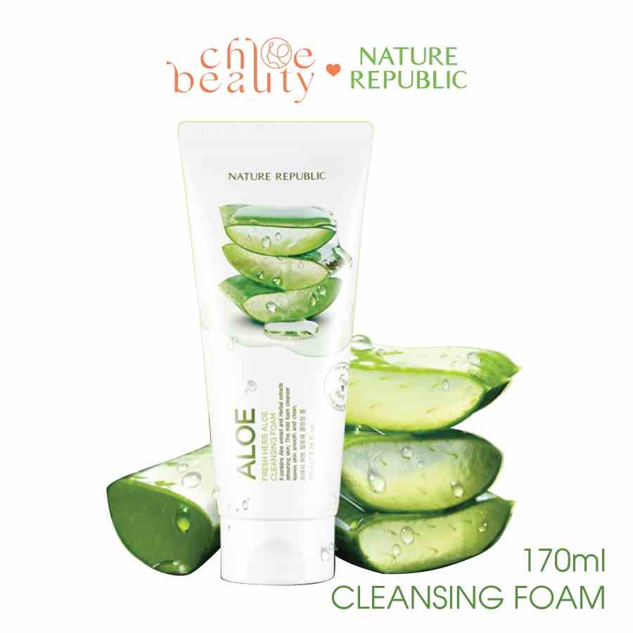 [Mã BMLTB35 giảm đến 35K đơn 99K] Sữa rửa mặt Lô Hội NATURE REPUBLIC Fresh Herb Aloe Cleansing Foam 170ml