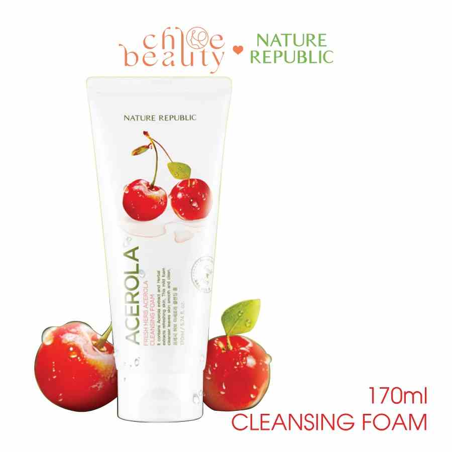 [Mã BMLTB35 giảm đến 35K đơn 99K] Sữa rửa mặt NATURE REPUBLIC Fresh Herb Acerola Cleansing Foam 170ml