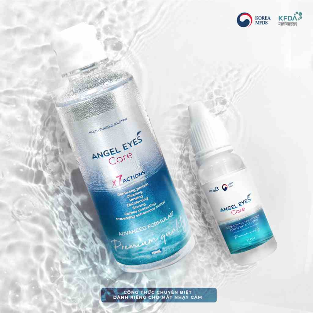 [GIÁ TỐT] COMBO Nước Ngâm Lens 160ml + Nhỏ Mắt Lens 15ml Angel Eyes Care