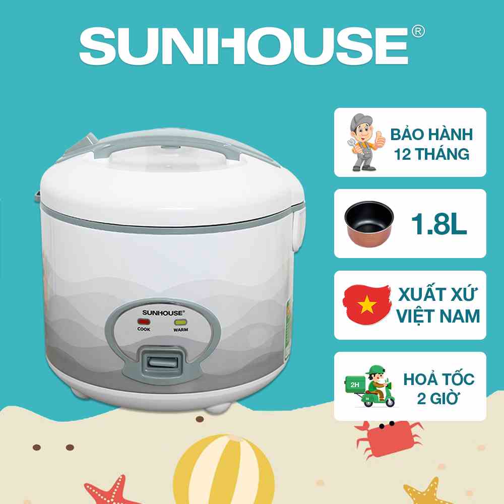 Nồi cơm điện 1.8L SUNHOUSE SHD8602 - Bảo hành chính hãng 12 tháng