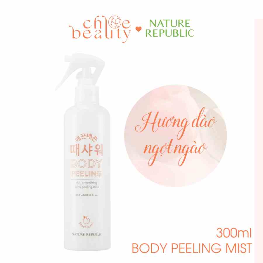 Tẩy da chết toàn thân dạng xịt NATURE REPUBLIC SKIN Smoothing Body Peeling Mist - Peach 250ml