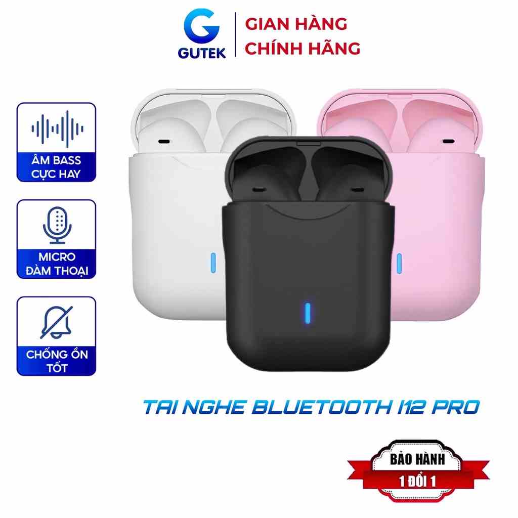 Tai nghe bluetooth không dây Gutek i12 Pro v5.0 nút cảm ứng có mic đàm thoại âm thanh HIFI