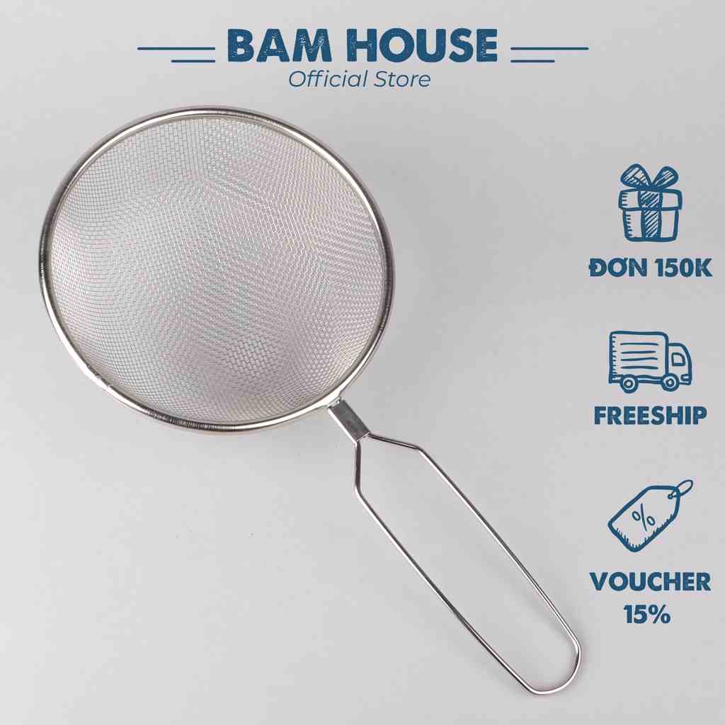 Ray lọc cháo và thức ăn inox Bam House đường kính 15cm cao cấp RIN04 - Gia dụng bếp