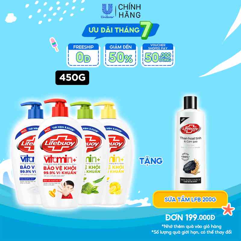 Nước Rửa Tay Lifebuoy Bảo Vệ Khỏi 99.9% Vi Khuẩn Gây Bệnh Với Ion Bạc+ Hỗ Trợ Cùng Đề Kháng Da Tự Nhiên 450G