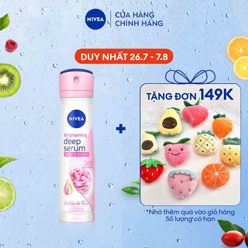 Xịt ngăn mùi Nivea serum trắng mịn hương hoa hồng Hokkaido (150ml) - 85304