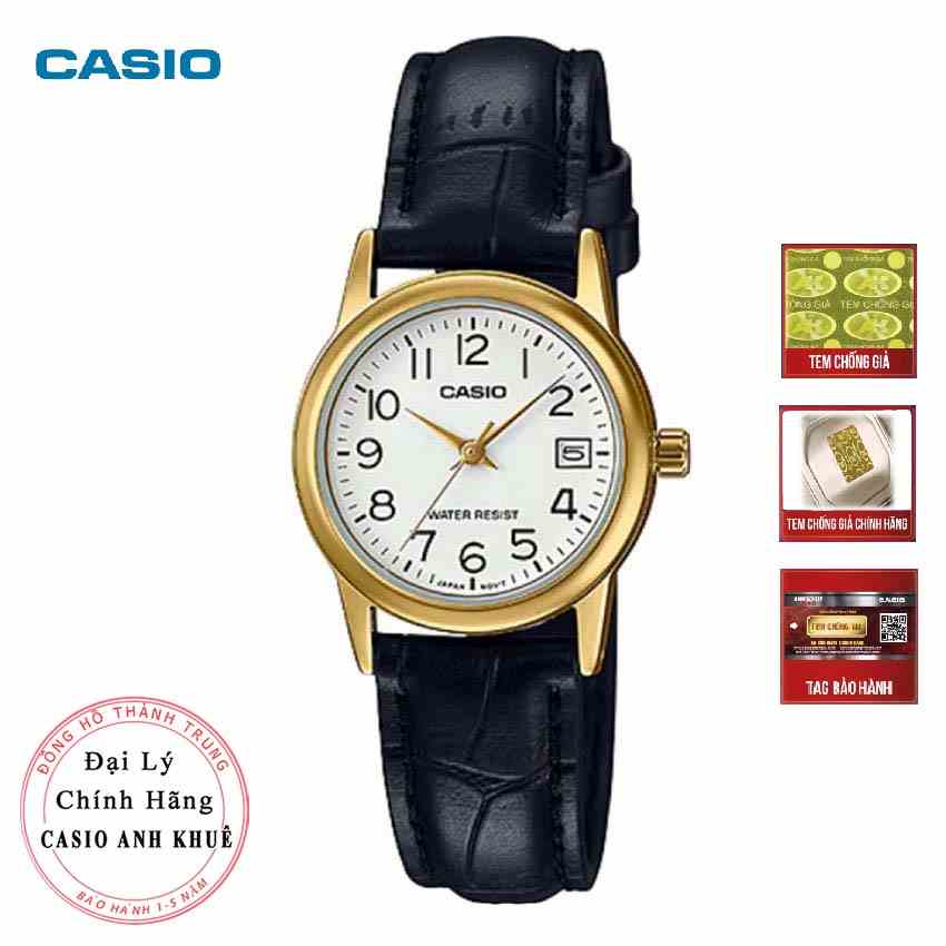 [Mã BMLTB200 giảm đến 100K đơn 499K] Đồng hồ nữ Casio LTP-V002GL-7B2UDF dây da