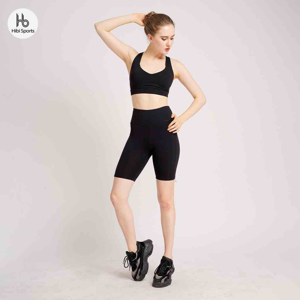 Set đồ tập yoga nữ Hibi Sports H112, áo bra thể thao 6 dây, quần legging đùi lưng cao