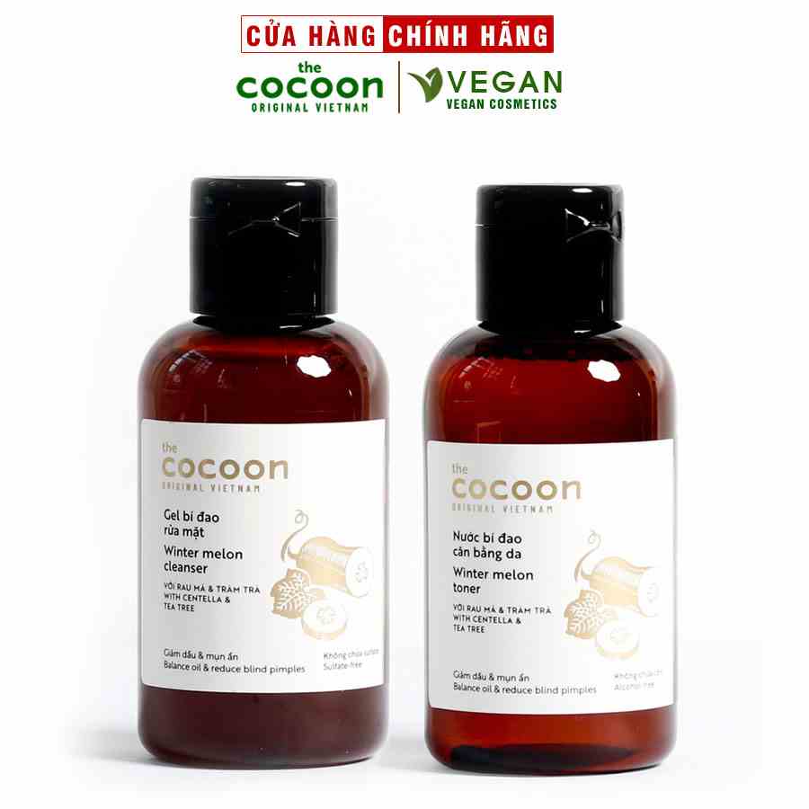 Combo Gel rửa mặt bí đao cocoon 140ml + Toner bí đao cocoon 140ml