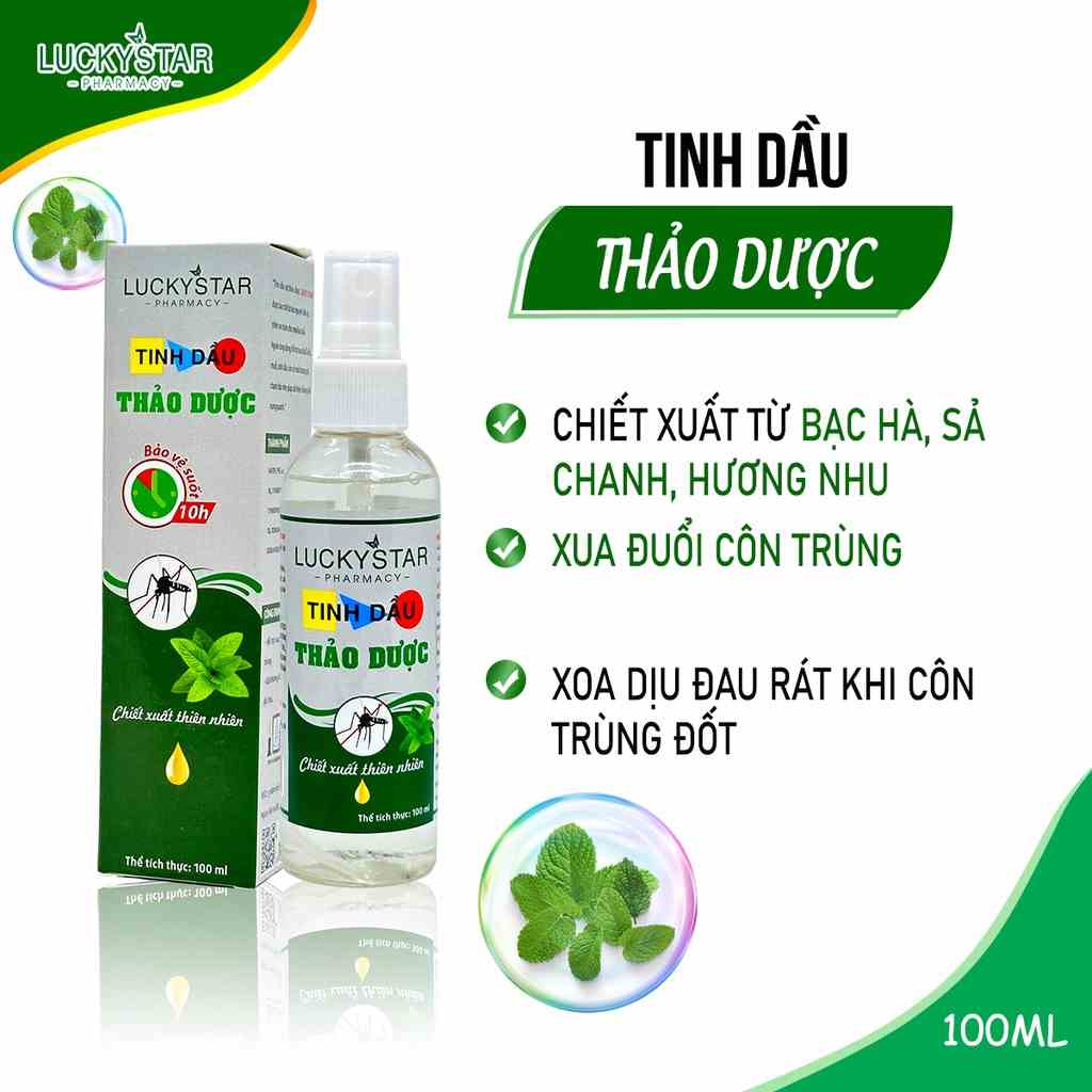 [Mã BMLTB35 giảm đến 35K đơn 99K] Xịt Muỗi Tinh Dầu Thảo Dược Lucky Star 100ml