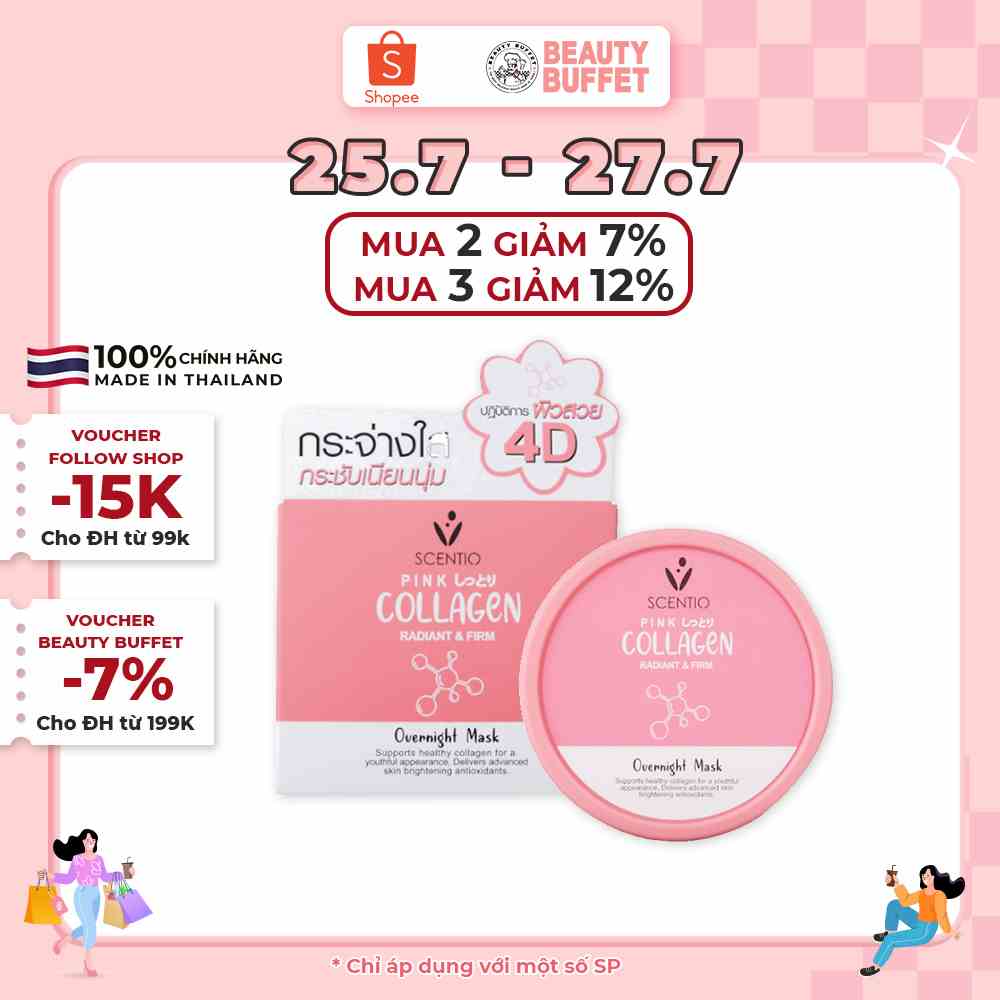 Mặt nạ ngủ dưỡng sáng và săn chắc da Scentio Pink Collagen Beauty Buffet 100ml