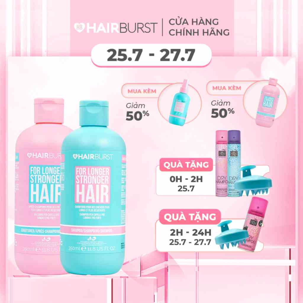 Set gội xả HAIRBURST kích thích tóc mọc dài hơn chắc khỏe hơn 350ml/chai