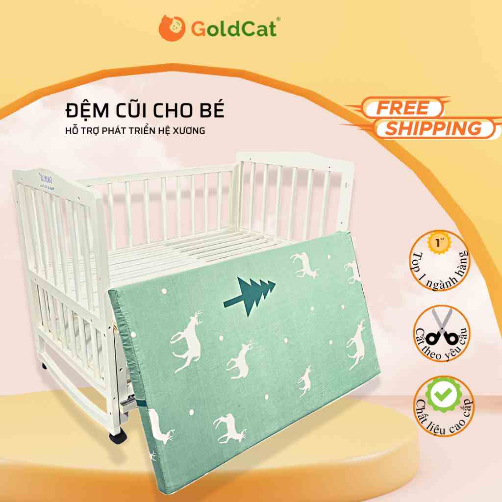 [HOTDEAL]Đệm Cũi Cho Bé Sơ Sinh GOLDCAT Dày 5cm Giúp Bé Ngủ Ngon Và Phát Triển Xương Toàn Diện, Kích Thước Đa Dạng