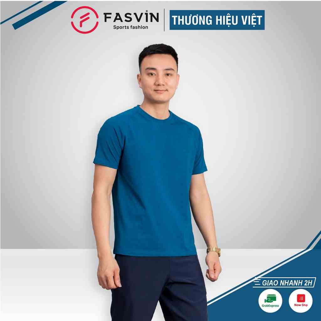 Áo thun nam Fasvin TS20233.HN vải Cotton chun mềm mịn thoáng mát dễ chịu không bai xù