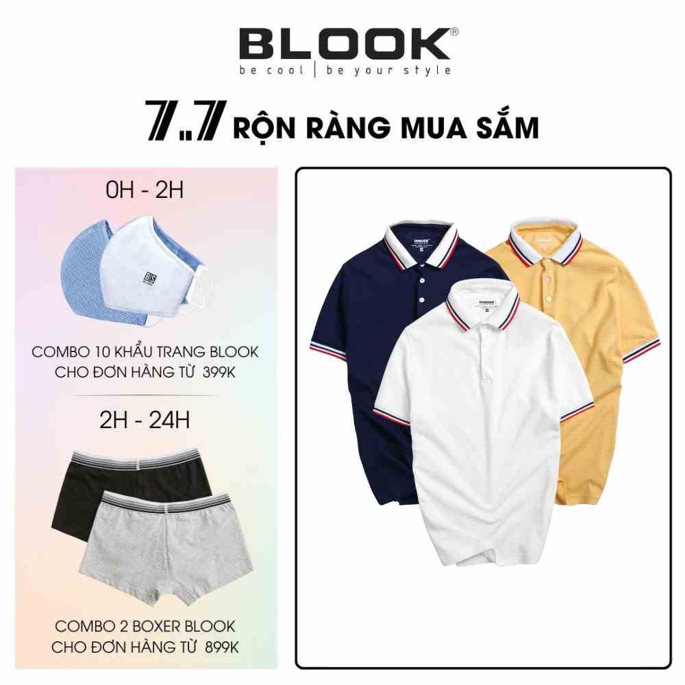 Áo polo slimfit nam BLOOK chất vải thun gân co giãn mềm mịn mã 35516