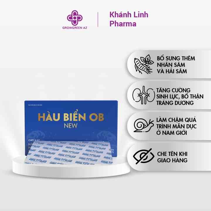 HOBN-Hàu Biển OB NEW Grow Green AZ- Cải thiện tận gốc rối loạn cương dương - Dứt điểm xuất tinh sớm ( hộp 20 viên )