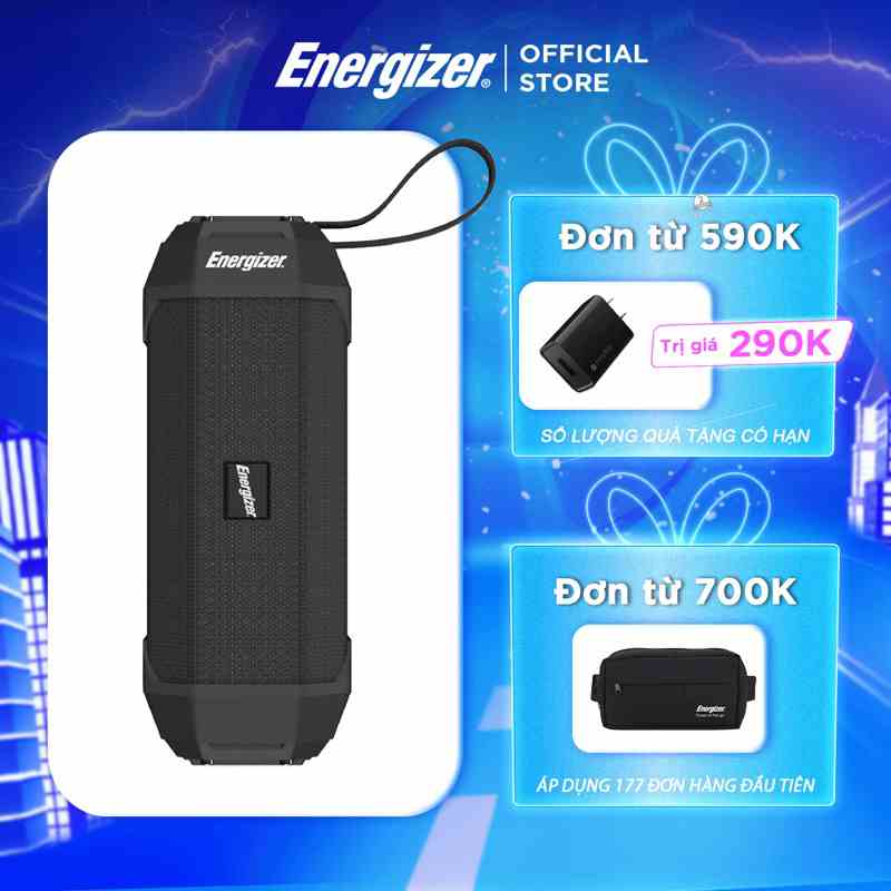 Loa Bluetooth di động Energizer BTS104 - công suất 10W, tích hợp sạc dự phòng - Hàng Chính Hãng, Bảo Hành 2 Năm 1 Đổi 1