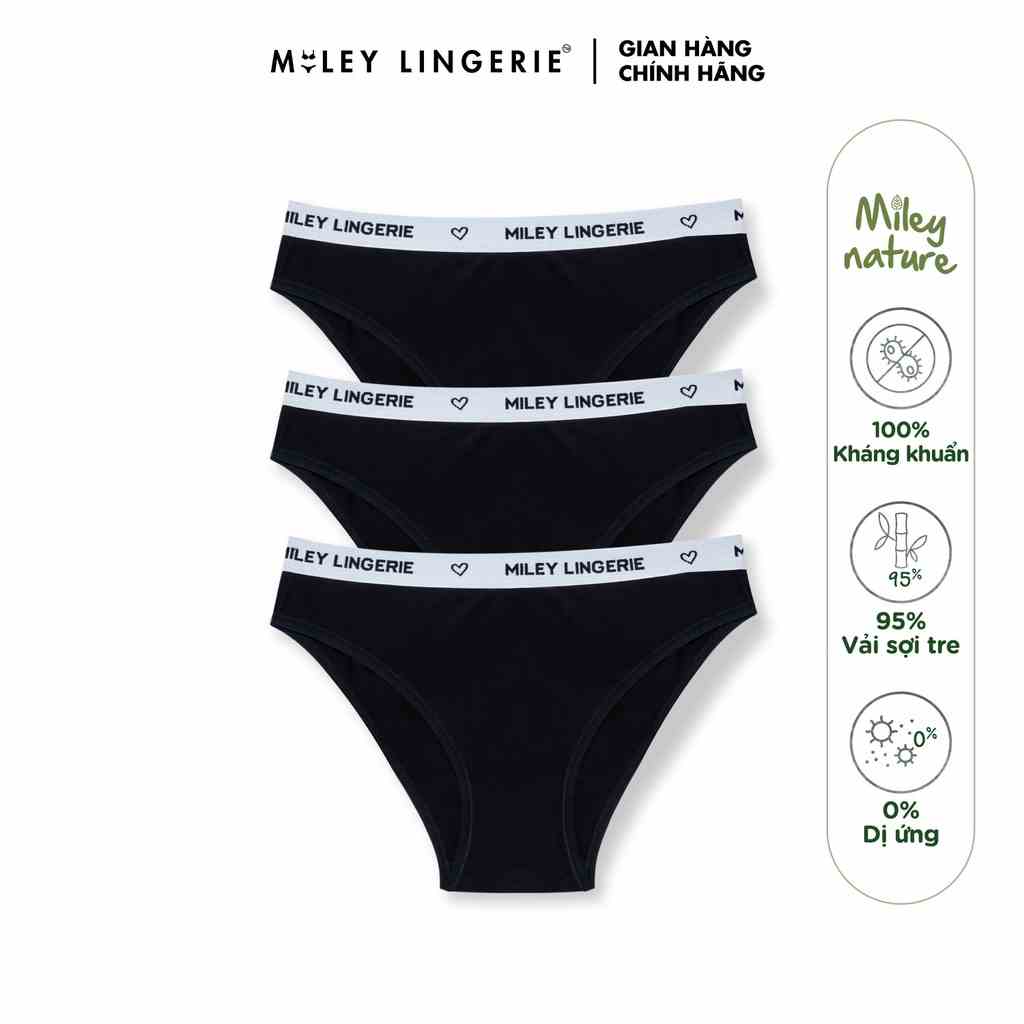 Combo 3 Quần Lót Nữ Viền Lưng Miley Vải Sợi Thiên Nhiên Cao Cấp BAMBOO Miley Lingerie FBS0101(Size S-5XL)