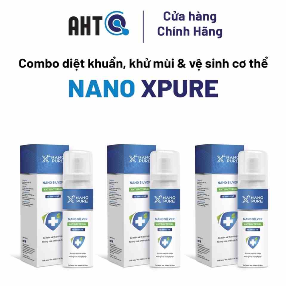 [Combo 3] chai xịt khử mùi hôi nách, mùi hôi cơ thể Nano Xpure Nano Silver - diệt khuẩn khử mùi cơ thể nano bạc 100ml