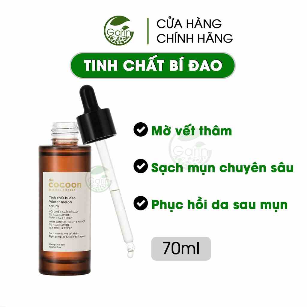 [Mã BMLTB35 giảm đến 35K đơn 99K] Serum tinh chất bí đao Cocoon Garin 70ml sạch mụn chuyên sâu và mờ vết thâm