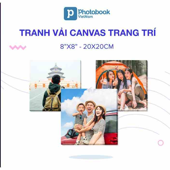 [Toàn Quốc] [E-voucher] In tranh vải canvas air trang trí 20 x 20cm theo yêu cầu - thiết kế trên app & web Photobook