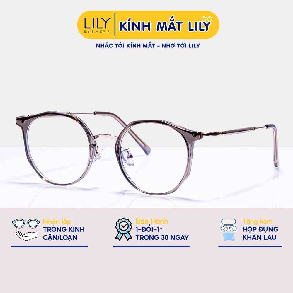 Kính mắt nữ cao cấp Lilyeyewear mắt tròn to cá tính càng kính mảnh màu sắc thời trang 22641