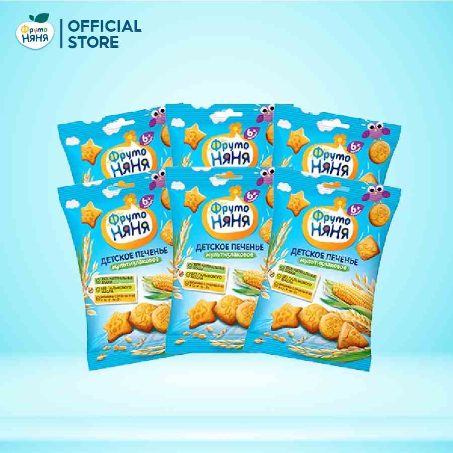 Combo 6 Gói Bánh quy ăn dặm ngũ cốc Frutonyanya 50g/gói