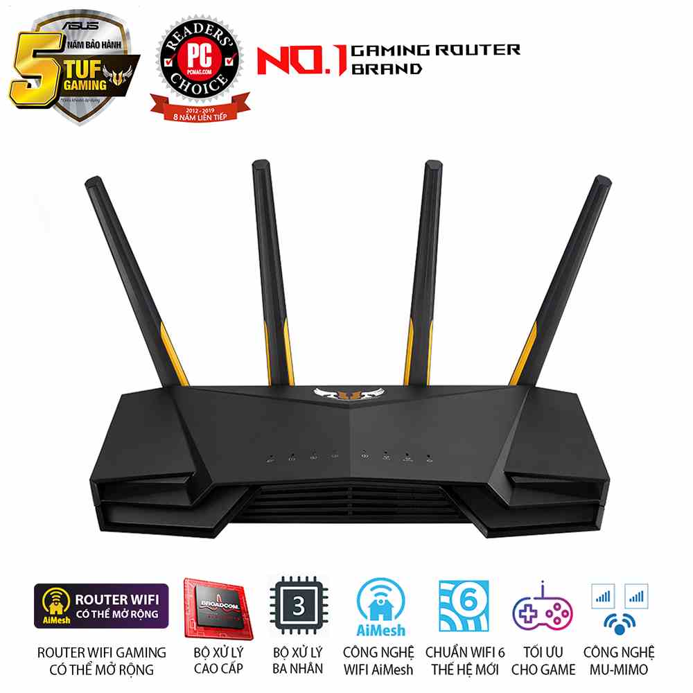 [Mã ELRE2TR giảm 8% đơn 500K] Router Wifi 6 ASUS TUF Gaming AX3000 Băng Tần Kép TUF-AX3000 - Hàng Chính Hãng