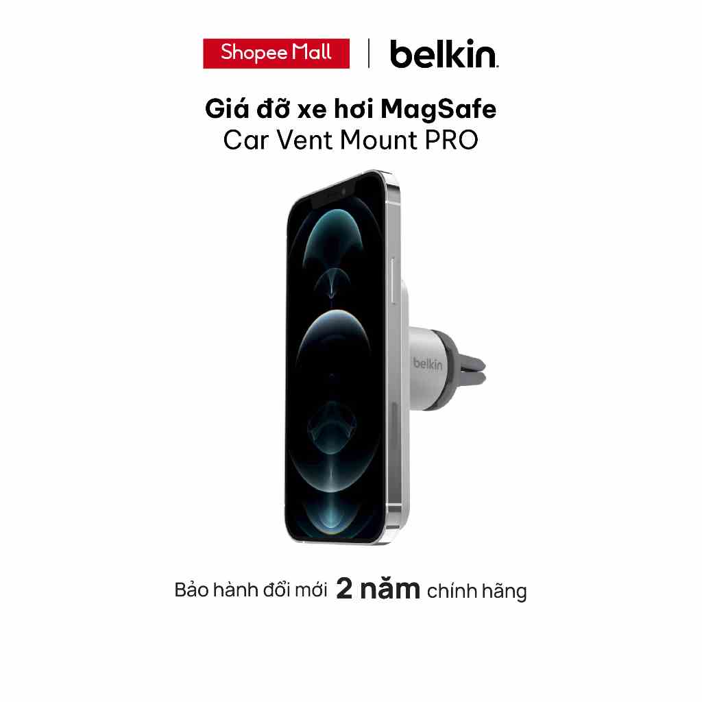 Giá đỡ xe hơi Car Vent Mount PRO Belkin tương thích MagSafe - Hàng Chính Hãng - Bảo hành 2 năm - WIC002bt